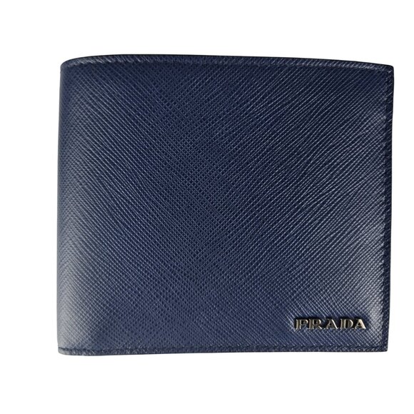 Prada Men's Baltic Blue Billfold Wallet Saffiano Leather in Box NWOT - Picture 2 of 7